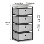 4-Drawer Light Grey Fabric Dresser - Storage Tower for Bedroom, Closets & Dorms