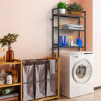 Iron & Oak 3-Tier Over-the-Toilet Organizer | Industrial Space-Saving Bathroom Station with Integrated Paper Holder