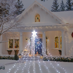 Remote Control Waterfall String Lights - Plug-in White LED Meteor Shower Lights for Outdoor Decor
