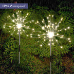 4 Pack Solar Firework Garden Lights, 120 LED Starburst Fairy Lights with Remote, 8 Modes IP65 Waterproof Decorative Lights for Patio, Party, Christmas