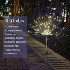 4 Pack Solar Firework Garden Lights, 120 LED Starburst Fairy Lights with Remote, 8 Modes IP65 Waterproof Decorative Lights for Patio, Party, Christmas