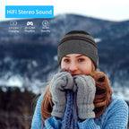 Washable Bluetooth 5.1 Beanie with Buttons Control, Fleece Lined Warm Knitted Music Hat, HiFi Stereo Bluetooth Headphone Hat with Mic for Call, Winter Outdoor Ski Jogging Hat