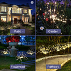 4 Pack Solar Firework Garden Lights, 120 LED Starburst Fairy Lights with Remote, 8 Modes IP65 Waterproof Decorative Lights for Patio, Party, Christmas