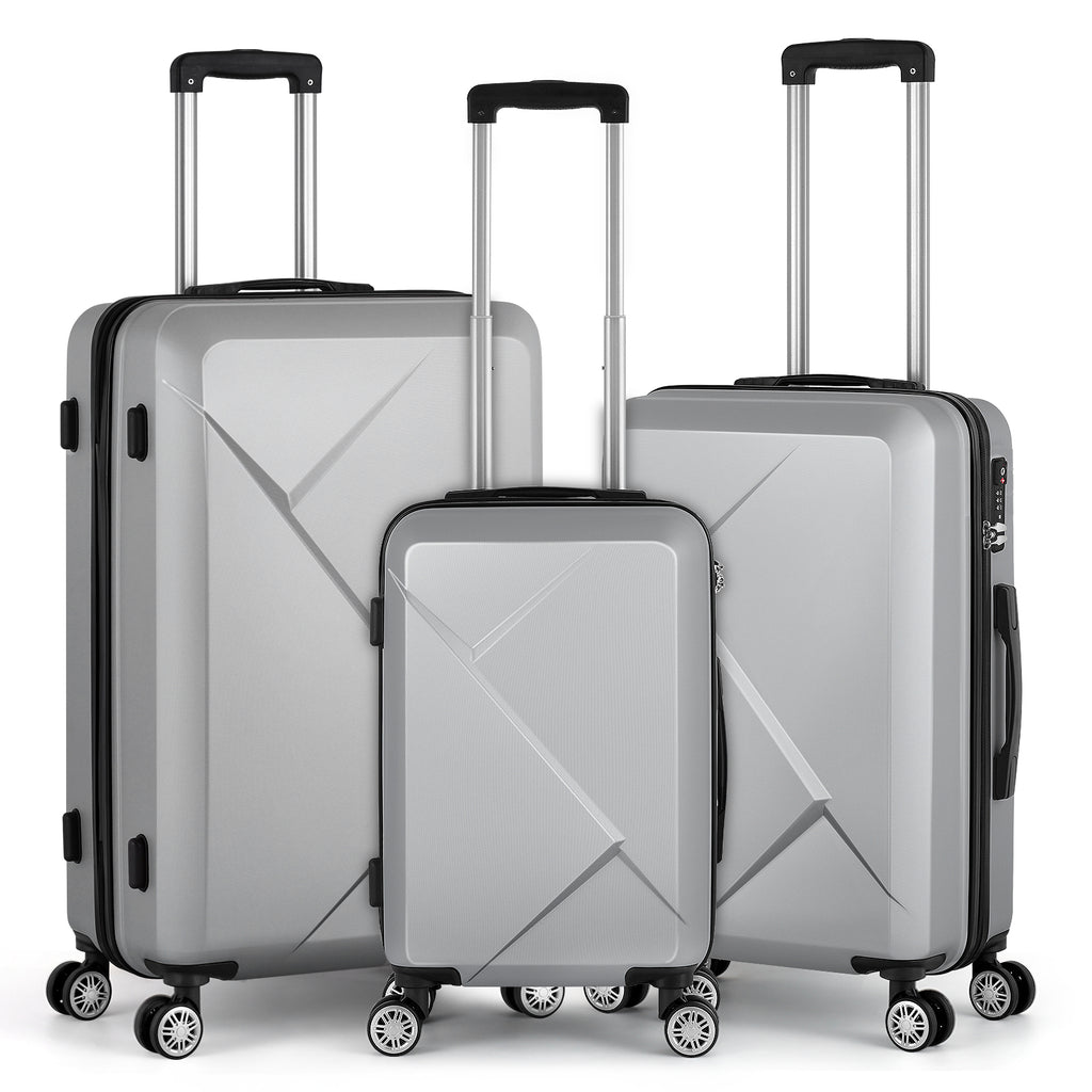 3 Piece Luggage Set, ABS Hardside Spinner Suitcases with TSA Lock, 20 /24/28 Inch Lightweight Travel Trolley Bags, Red