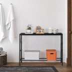 41" Long Narrow Console Table with X-Shape Frame - Slim Industrial Entryway Table for Behind Sofa & Hallway, Minimalist Modern Design, Black