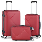 3 Piece Luggage Set, ABS Hardside Spinner Suitcases with TSA Lock, 20 /24/28 Inch Lightweight Travel Trolley Bags, Red