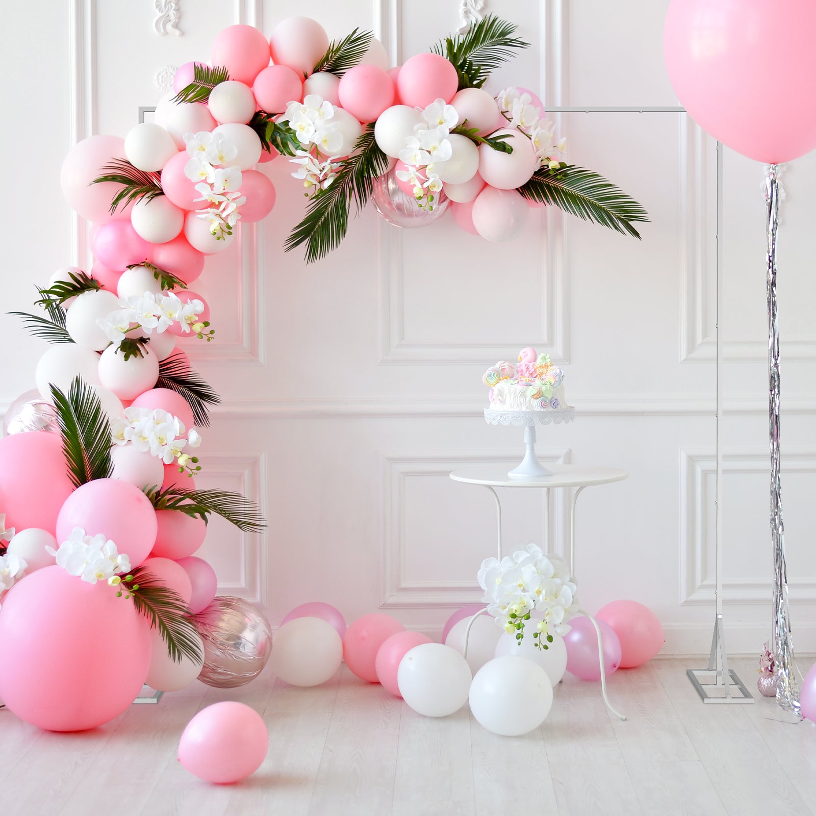 Grande Event 8.2ft Adjustable Backdrop Stand | Heavy-Duty Square Arch for Photo Booths & Weddings