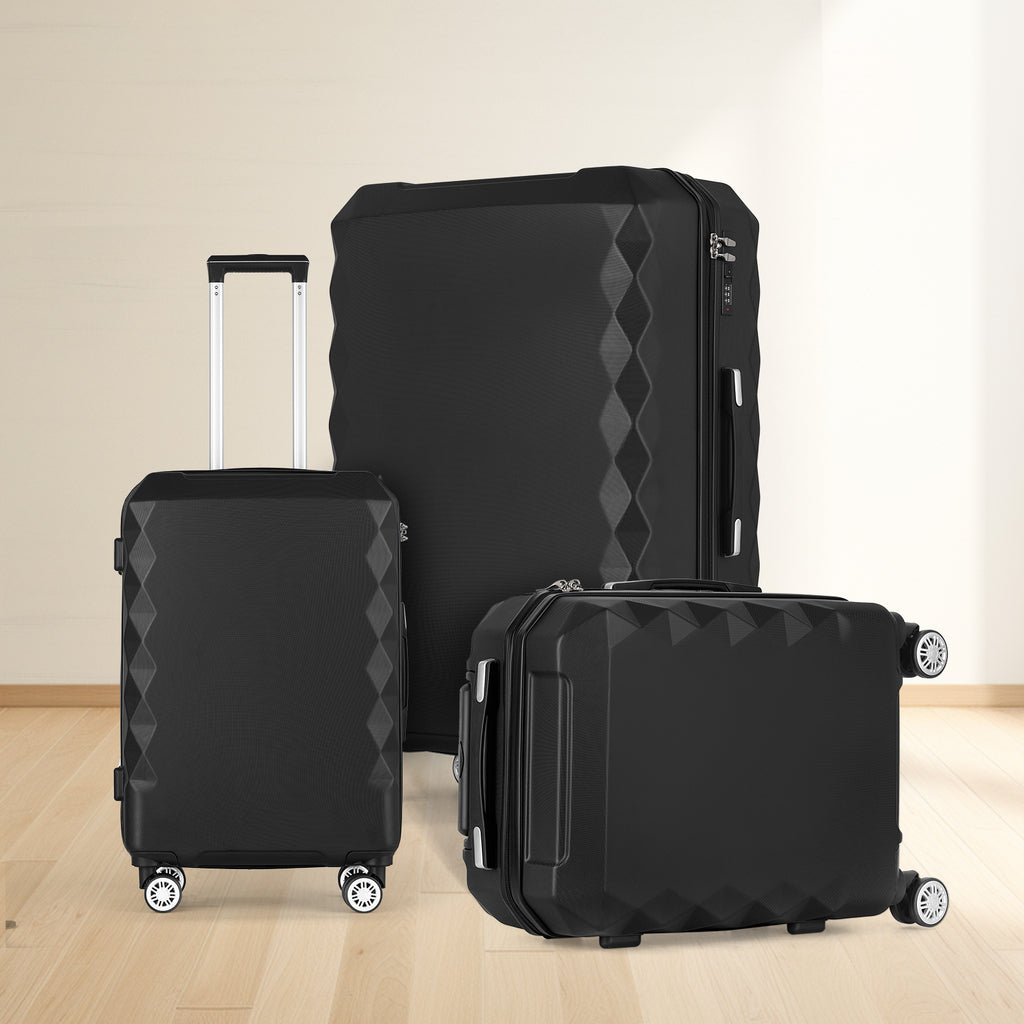 3 Piece Set (20in/24in/28in) Travel Suitcase Hardside Luggage with Spinner Wheel