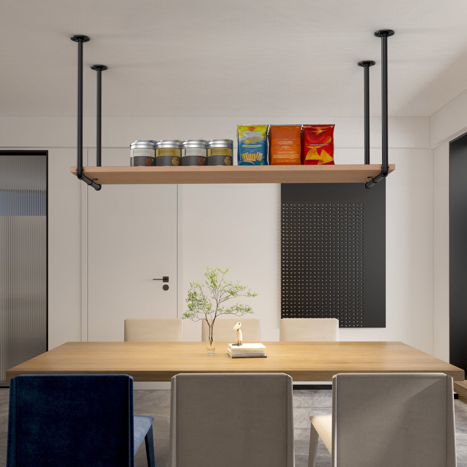 2pcs DIY Heavy Duty Garage Storage Support Brackets, Black Universal Wall & Ceiling Mounted U-Shape Storage Rack Accessories, Ideal for Garage Organization, Kitchen U-Shaped Storage, Floor Mount Support, (No Wood Board)
