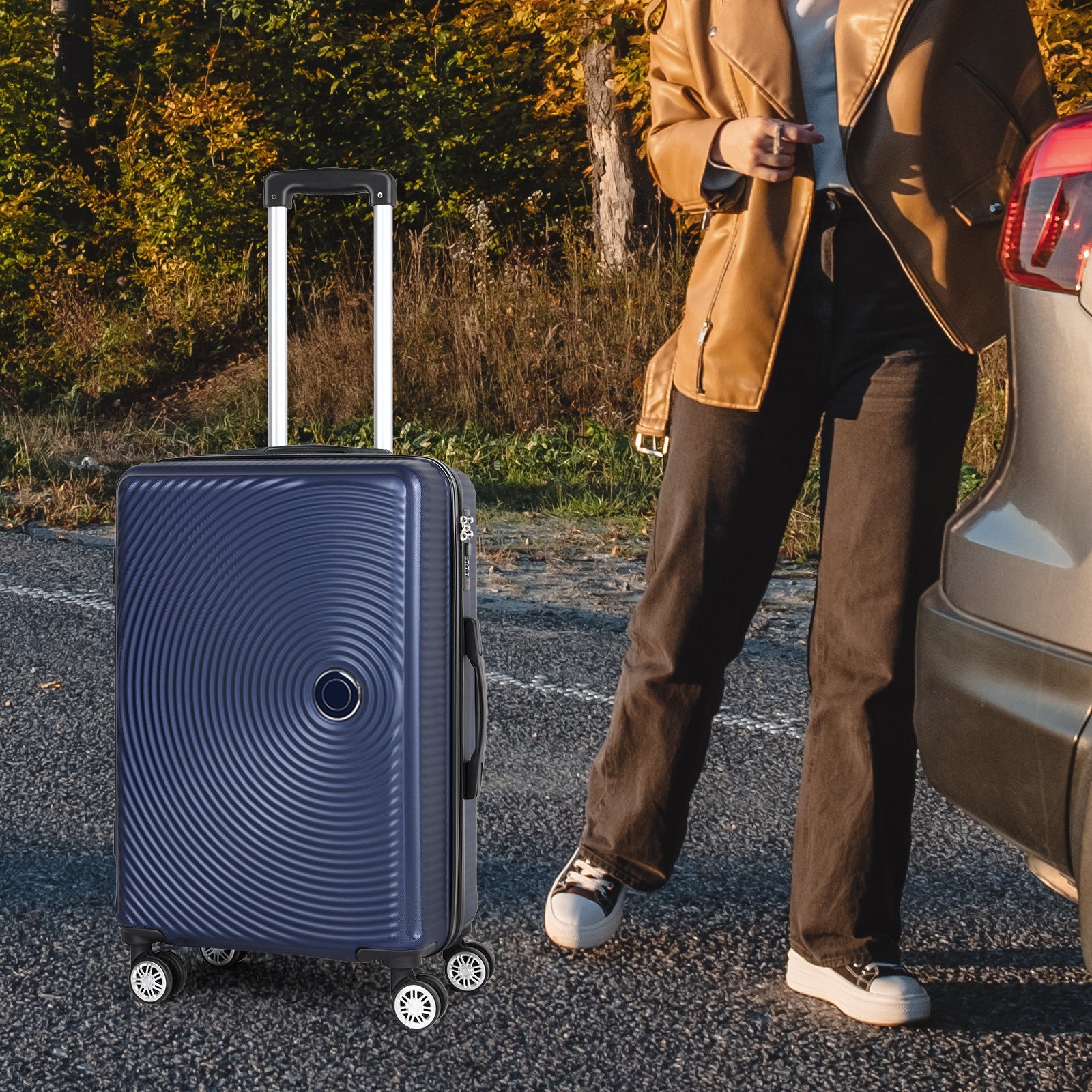 3 Pieces Luggage Set ABS Travel Suitcase with Spinner Wheels, Durable Hardshell Carry on Suitcase with TSA Lock (20 inch 24 inch 28 inch)