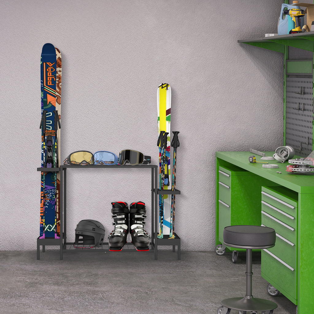 Independent Garage Ski and Snowboard Floor Organizer - Heavy Duty Vertical Storage Stand for 6 Pairs of Skis and Gear - Ideal Gift for Winter Sports Enthusiasts