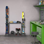 Independent Garage Ski and Snowboard Floor Organizer - Heavy Duty Vertical Storage Stand for 6 Pairs of Skis and Gear - Ideal Gift for Winter Sports Enthusiasts
