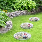 Santa Claus Stepping Stones Outdoor Set of 2 - 10inch Round Decorative Garden Pavers for Walkway & Yard