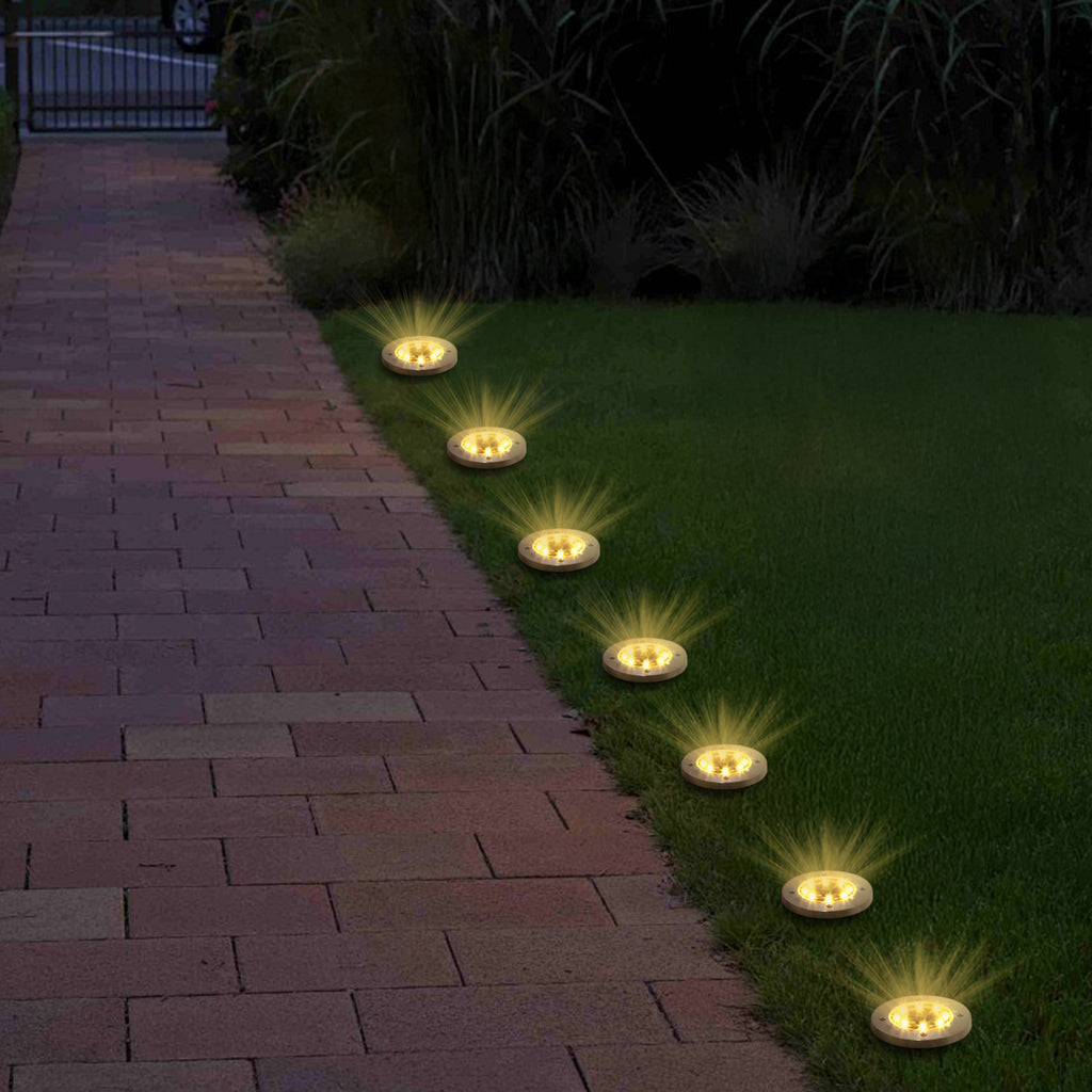 8 Pack 8 LED Solar In-Ground Lights, Mini Solar Ground Lights, 8 LED Solar In-Ground Lights, Pathway Lights Solar Powered, Outdoor Landscape Lights For Driveway, Walkway, Backyard, Patio