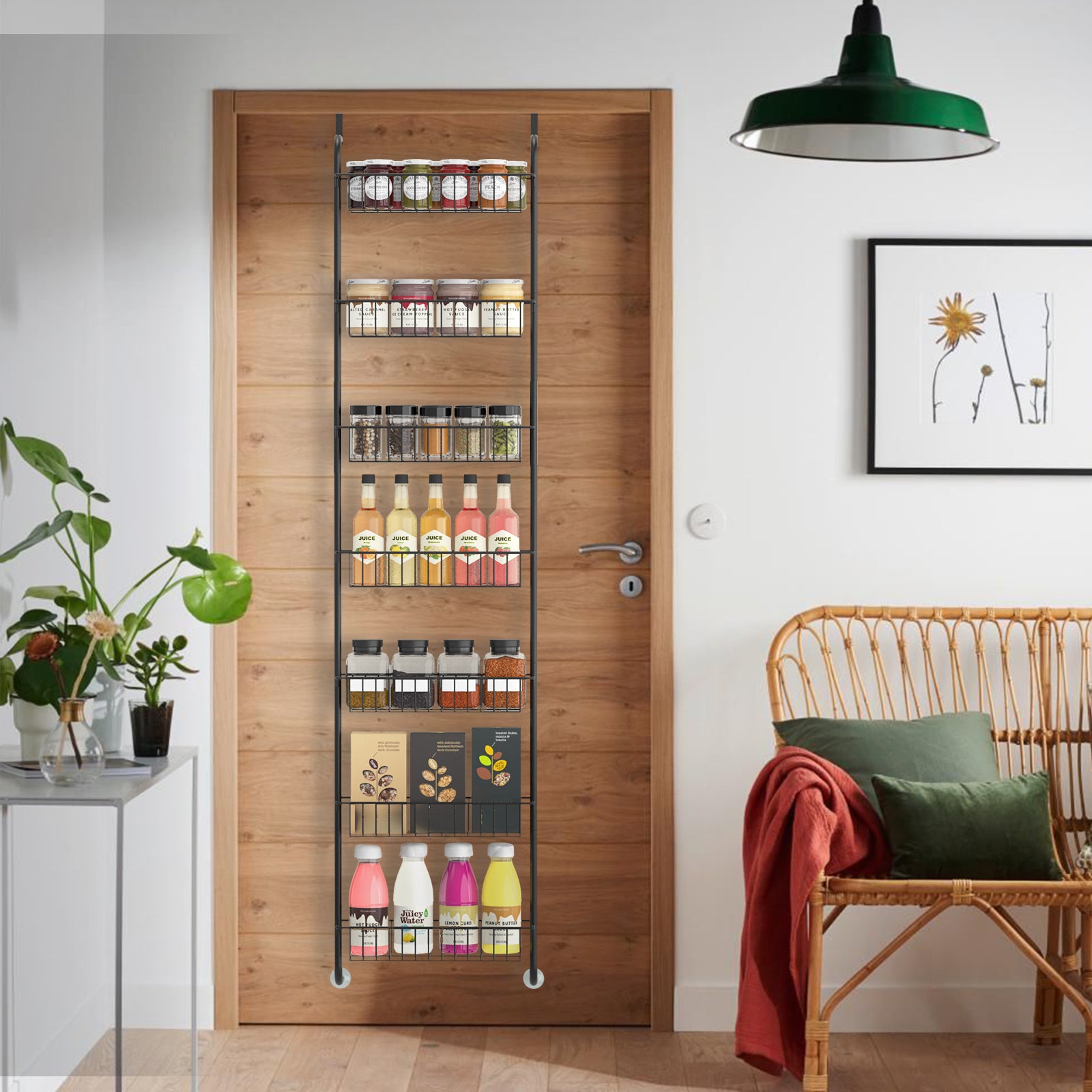 8-Tier Over The Door Pantry Organizer, Detachable Metal Hanging Spice Rack for Kitchen & Bathroom