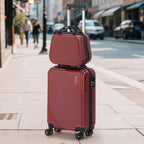 2-Piece Hardside Luggage Set - 20 Inch Carry On Suitcase + 14 Inch Cosmetic Case, ABS Spinner Luggage with Lock (Black/Purple)