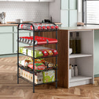 5-Tier Freestanding Water Bottle Storage Rack, Adjustable Metal Beverage Can Organizer for Pantry & Kitchen