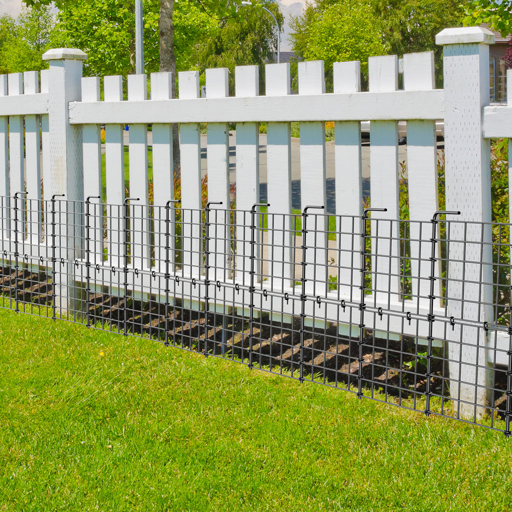 16-Pack Decorative Garden Fence 24in High - Coated Rustproof Metal Wire Border for Flower Beds