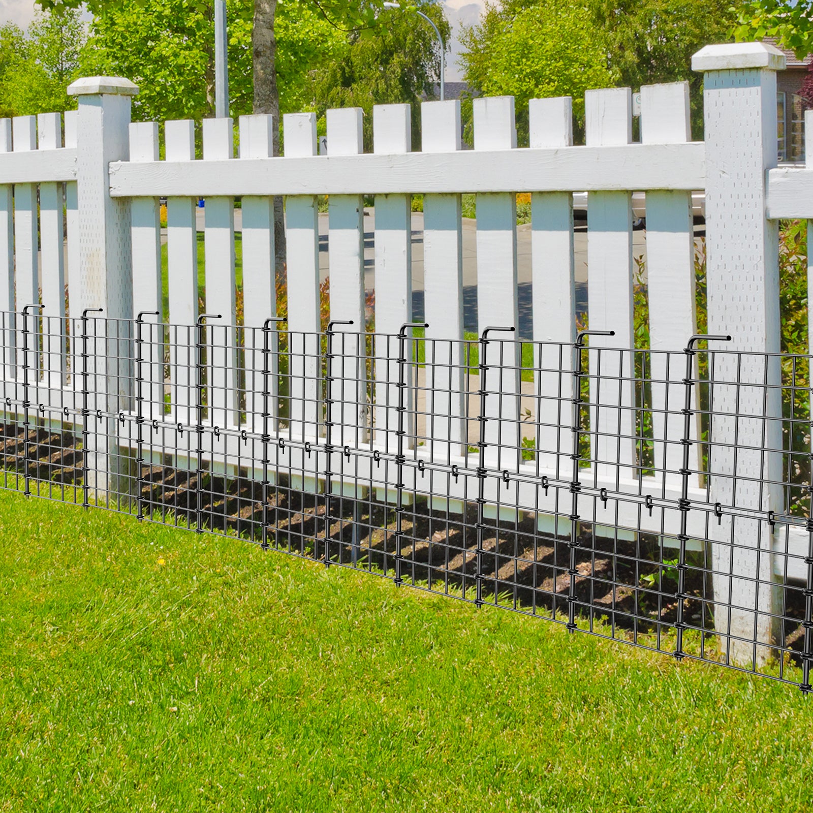 16-Pack Decorative Garden Fence 24in High - Coated Rustproof Metal Wire Border for Flower Beds