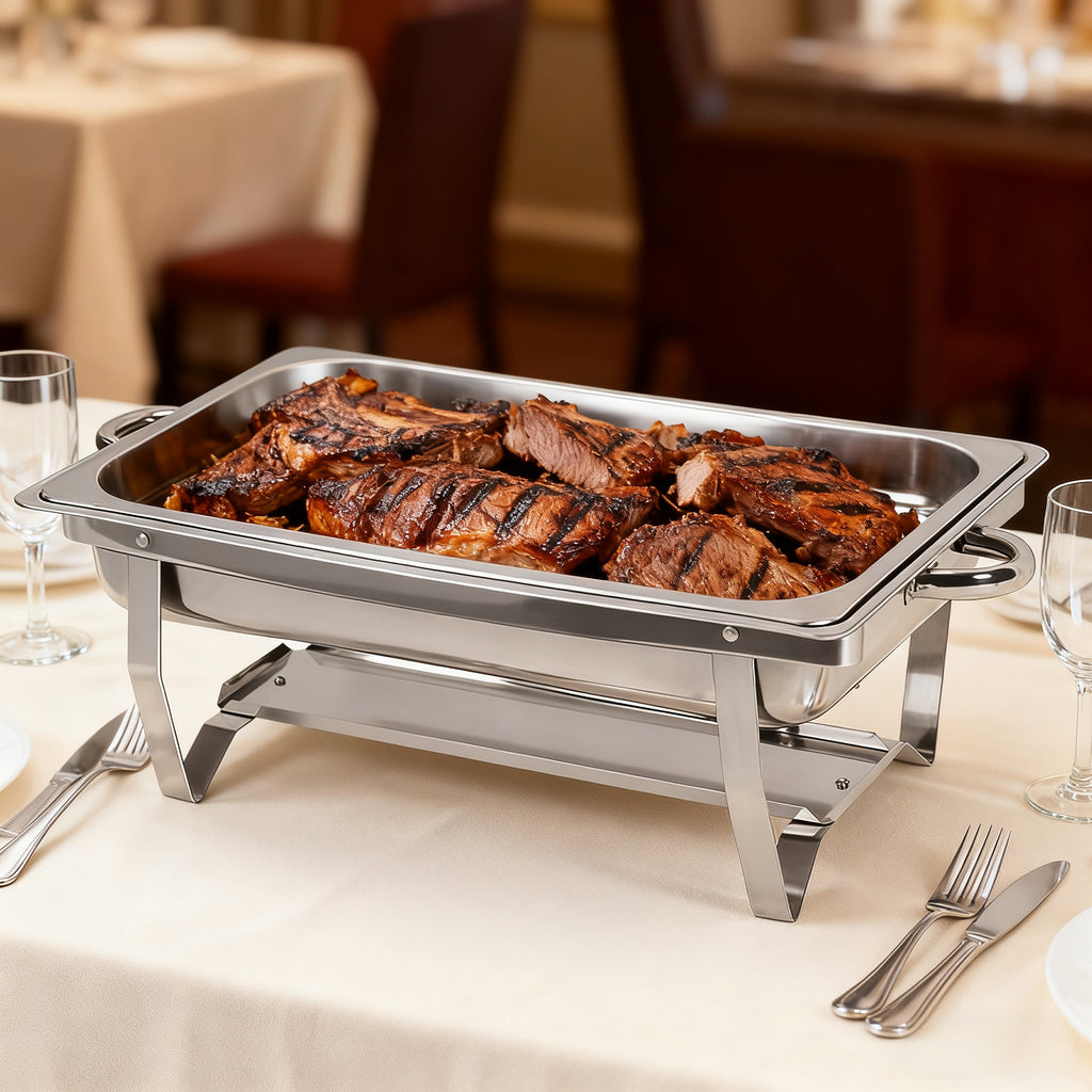 Buffet Set Collapsible Insulated Serving Tray Set, Stainless Steel Chafing Dish Food Warmer for Banquets & Home Parties