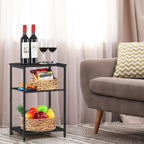 Set of 2 Industrial 3-Tier Nightstands, Slim End Tables with Storage Shelves, Modern Side Tables for Bedroom and Living Room, Black,