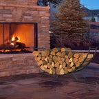 48-Inch Curved Firewood Rack - Heavy-Duty Powder-Coated Metal Log Holder for Indoor/Outdoor Use