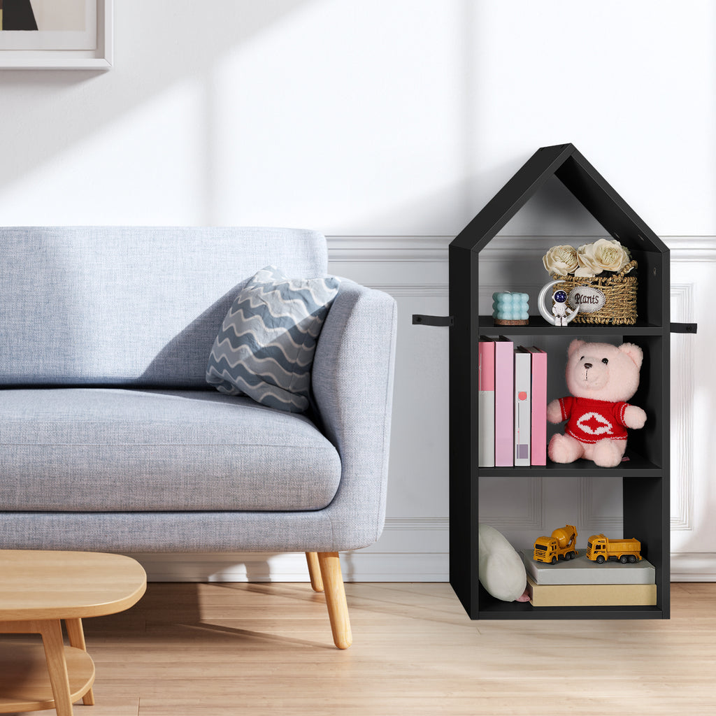 Modern 3-Tier House-Shaped Bookcase & Toy Storage Organizer