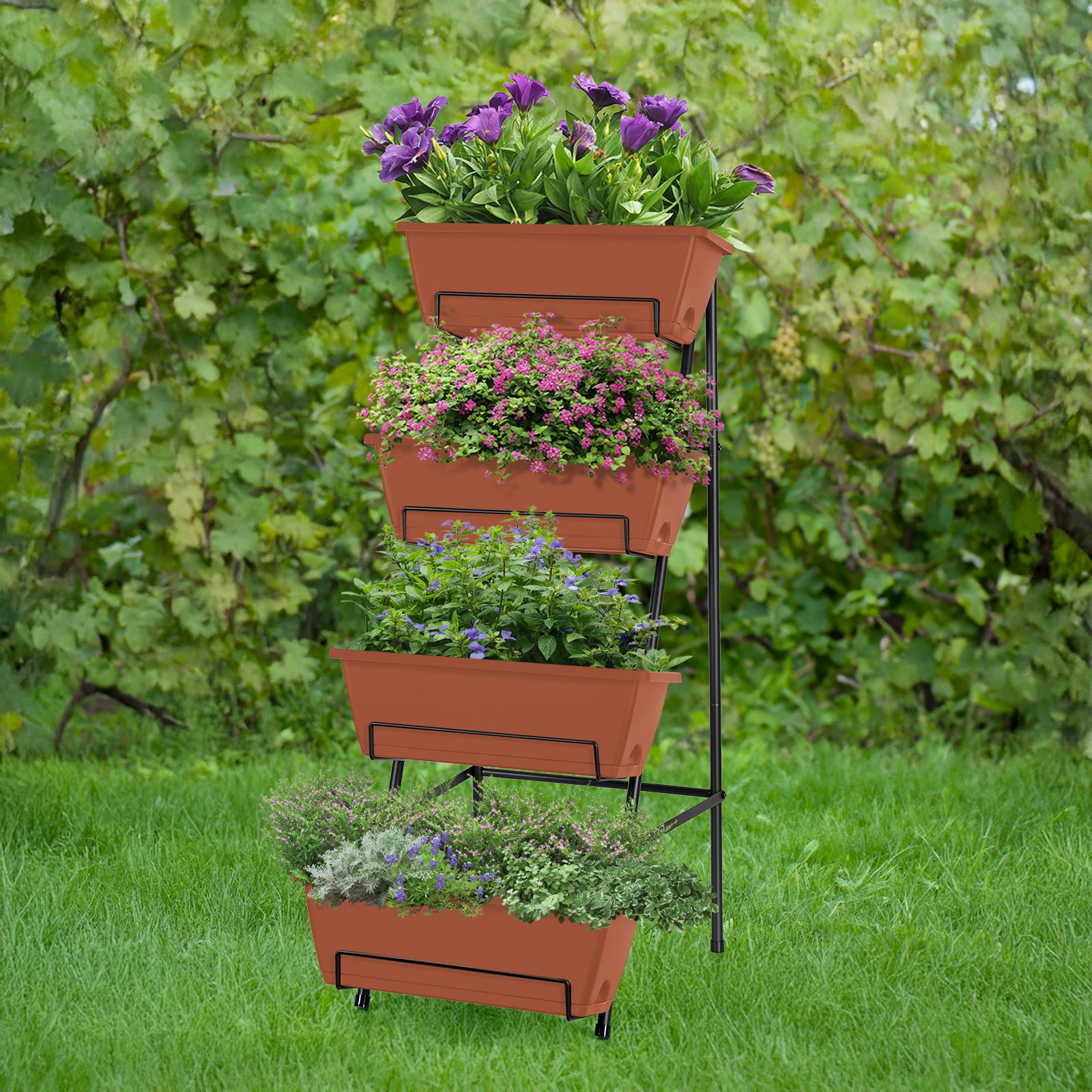 4-Tier Vertical Garden Planter - Elevated Raised Garden Bed with Tilted Bins for Small Space Gardening