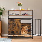 Furniture-Style Dog Crate with Storage Drawers & Wooden Top