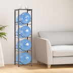 Heavy-Duty 4-Tier Water Bottle Storage Rack with Display Top - 5 Gallon Water Jug Organizer Stand for Home & Office, Space-Saving Black Finish