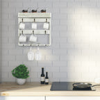 Mug Rack Shelf for Wall Coffee Mug Holder with 6 Hooks and 4 Glasses Hanging Cups Organizer Wall Mount with Shelf Wood Cups Organizer 3 Tier Mugs Display and Collection for Home Kitchen