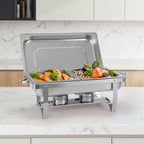 4-Pack Stainless Steel Chafing Dish Buffet Set, 8QT Food Warmer with Lids & Folding Stands for Parties, Catering & Weddings