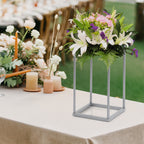 2 Pcs Metal Flower Vases with Mesh Plates, 23.6in Wedding Centerpieces, Plant Stand, Column Geometric Pedestal Stand, for Centerpieces, Party, Weddings, Festival, Tables, Home Decor