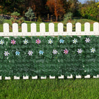 Artificial Ivy Privacy Fence with Flowers (126inch x 35.4inch) - Faux Vine Grass Wall for Garden & Patio