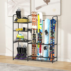 Standalone Metal Ski and Snowboard Storage System for Garage, Heavy-Duty Floor Organizer with Integrated Shelving for Boots, Poles, and Winter Gear