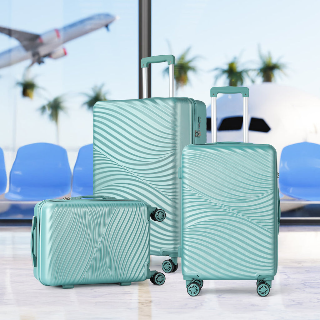 3Pcs Travel Luggage Set Trolley Spinner 20 /24/28 inch Suitcase Hard Shell Gold