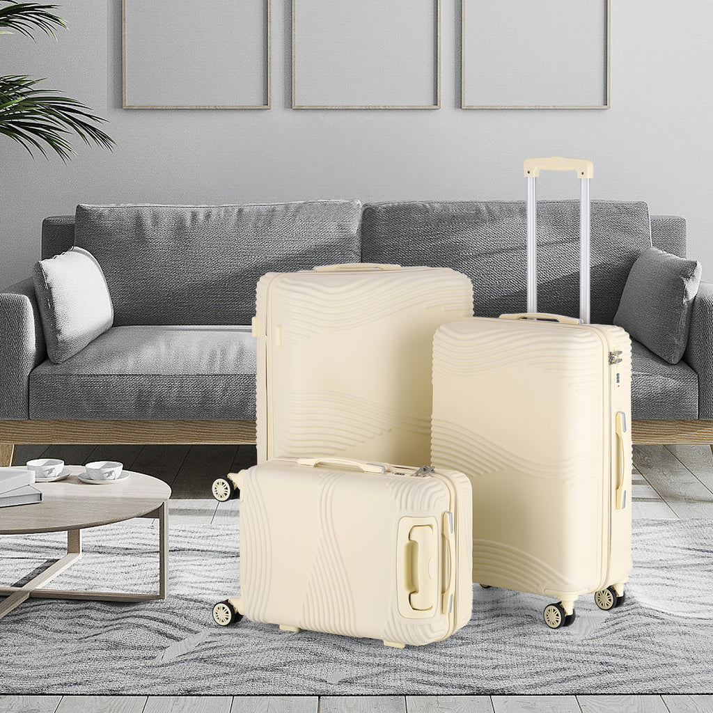 3 Piece Luggage Sets with TSA Travel Bag ABS Hard Shell Suitcases Spinner Wheels