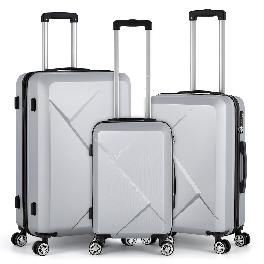 3 Piece Luggage Set, ABS Hardside Spinner Suitcases with TSA Lock, 20 /24/28 Inch Lightweight Travel Trolley Bags, Red