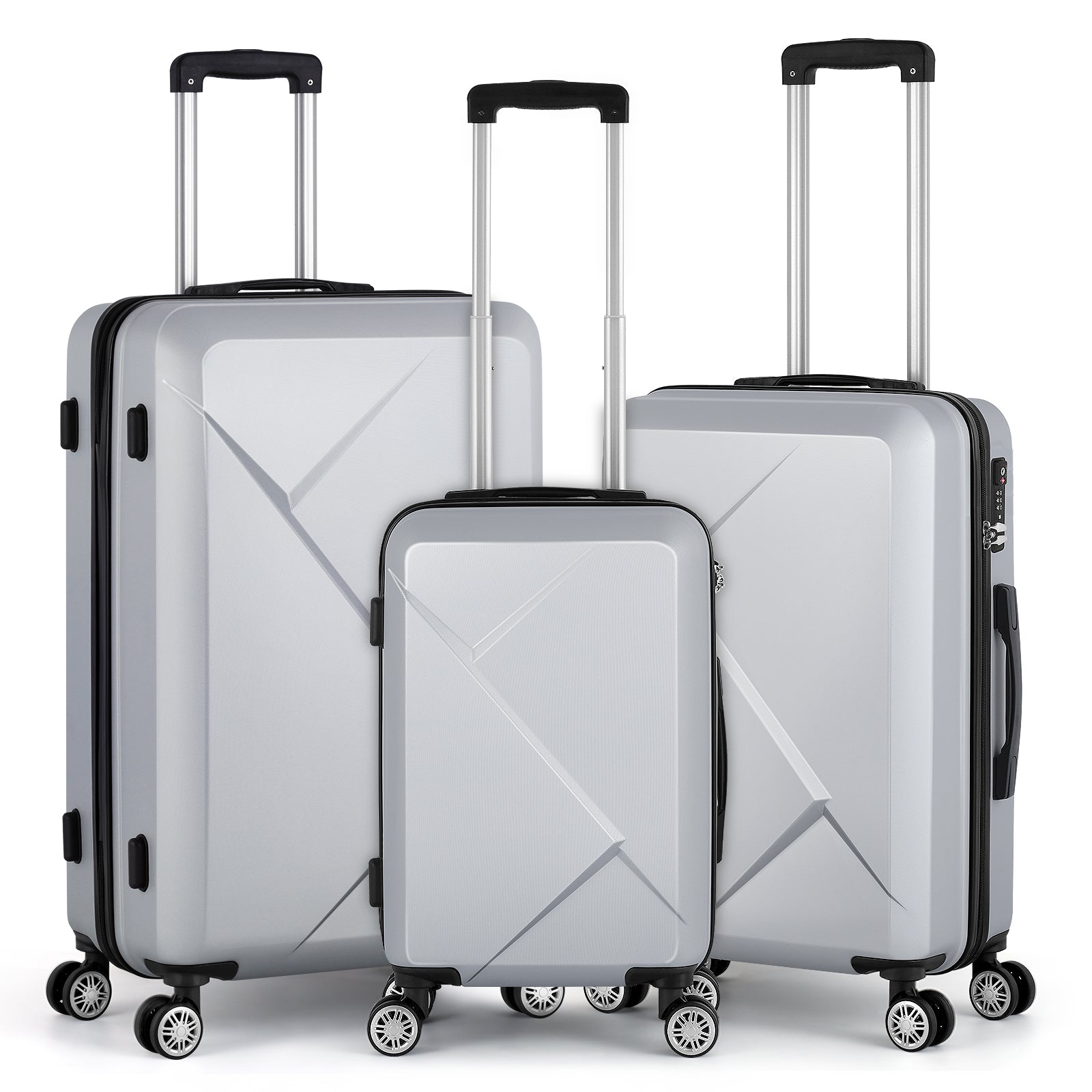 3 Piece Luggage Set, ABS Hardside Spinner Suitcases with TSA Lock, 20 /24/28 Inch Lightweight Travel Trolley Bags, Red
