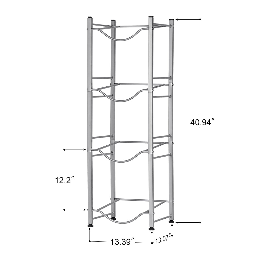 4-Tier 5 Gallon Water Bottle Holder Rack - Heavy Duty Stackable Water Jug Storage Organizer for Kitchen, Office & Breakroom, Black