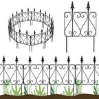 15 Panels Decorative Garden Fence, Rustproof Outdoor Landscape Metal Border Edging Fencing Flower Animal Dogs Barrier Section Panel Decor
