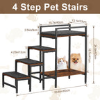 22" High Dog Window Perch with Steps, 4-Step Pet Bunk Bed & Basking Platform for Small Medium Cats & Dogs