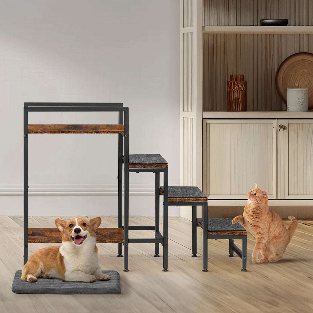22" High Dog Window Perch with Steps, 4-Step Pet Bunk Bed & Basking Platform for Small Medium Cats & Dogs