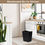 Minimalist Farmhouse Waste Basket, 2 Gallon Rectangle Wooden Trash Container, Decorative Open-Top Garbage Can with Side Cutout Handles for Bathroom Vanity, Bedroom Nightstand, Kitchen Countertop