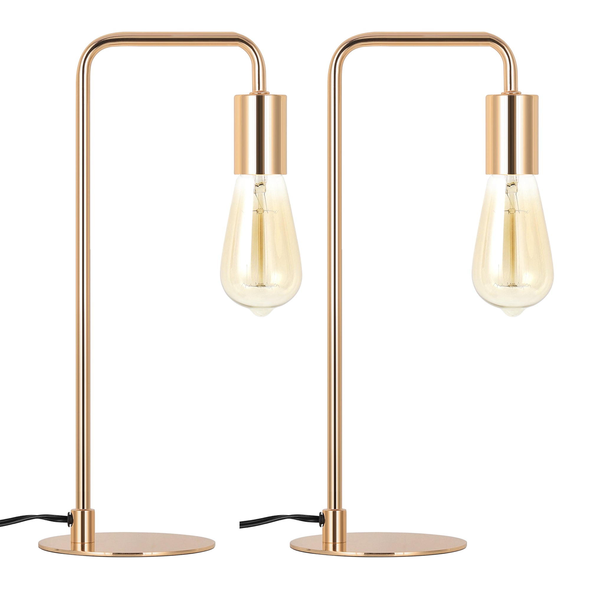 Table Lamp, Industrial Desk Lamps, Small Gold Metal Lamp Suit for Bedside Dressers Coffee Table Study Desk in Bedroom, Guest Room Office