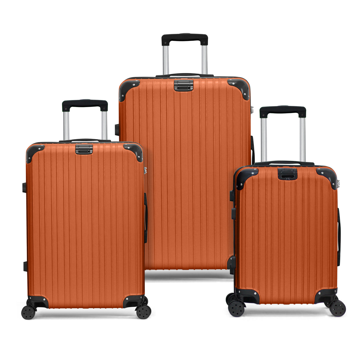 Three-Piece ABS Hard Shell Luggage Set - 20Inch, 24Inch, 28Inch Durable Spinner Suitcases with Combination Locks, Lightweight Travel Luggage for Business & Family Trips, Multiple Colors Available (Purple)