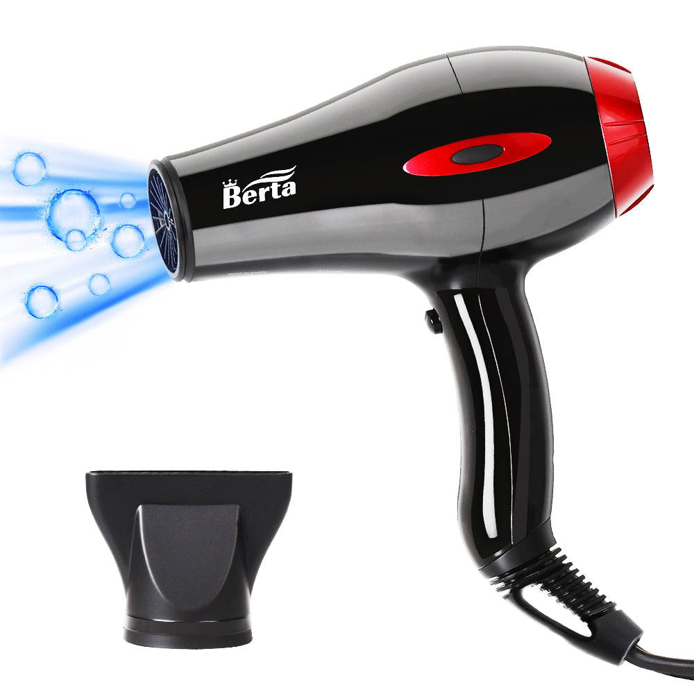 Professional Ion Salon Hair Dryer, Hair Dryer, Powerful 1875W Anion Quick Drying Hair Dryer, Ion Conditioning, AC Motor Low Noise Hair Dryer, 2 Speed/3 Heat Setting - Black Red
