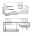 2-Pack Wall Mount No Drill Shower Caddy with Hooks - Space Saving Bathroom Organizer for Shampoo Conditioner and Bath Essentials