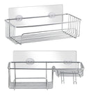 2-Pack Wall Mount No Drill Shower Caddy with Hooks - Space Saving Bathroom Organizer for Shampoo Conditioner and Bath Essentials