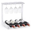 Wine glass holder, off-white tinge, table top, free-standing floor stand, countertop wooden wine glass holder, holds 4 glasses of wine and 4 glasses, small display stand
